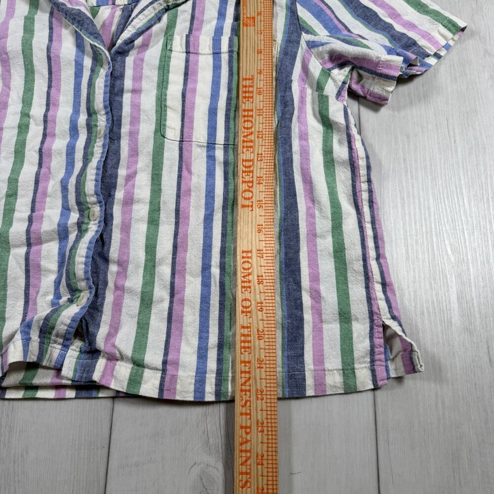 Marine Layer Lucy Button Up Shirt S/S Tencel Blend Rainbow Stripe Size Large - Picture 6 of 6